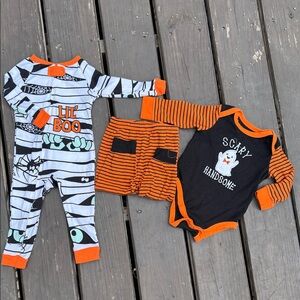 Baby Essentials Lil' Boo and Scary Handsome Bodysuits - Black, Orange, and White